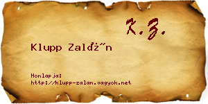Klupp Zalán névjegykártya